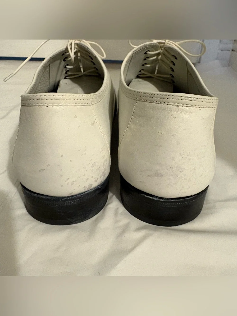 SALVATORE FERRAGAMO mens white leather dress shoes